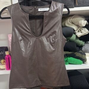 Amanda Uprichard Metallic Brown Sleeveless Blouse
